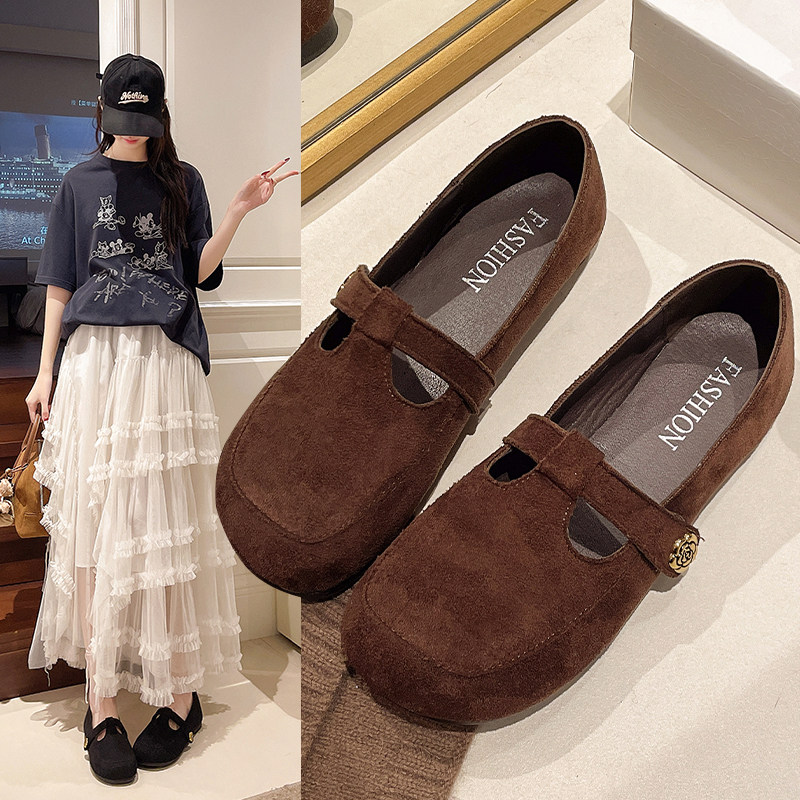 2026春季新款温柔晚晚风复古玛丽珍单鞋女平底一字扣带豆豆鞋女,女鞋,浅口单鞋,淘宝优惠券,粉丝福利购,淘宝优惠卷