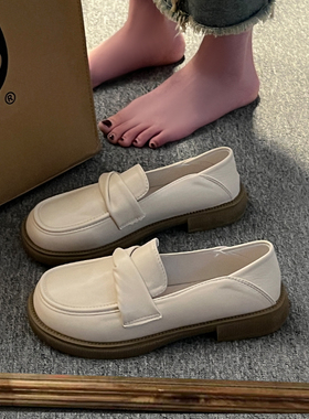 复古英伦风小子皮鞋女一MYM底脚蹬软鞋软皮乐福鞋平底百上搭单鞋