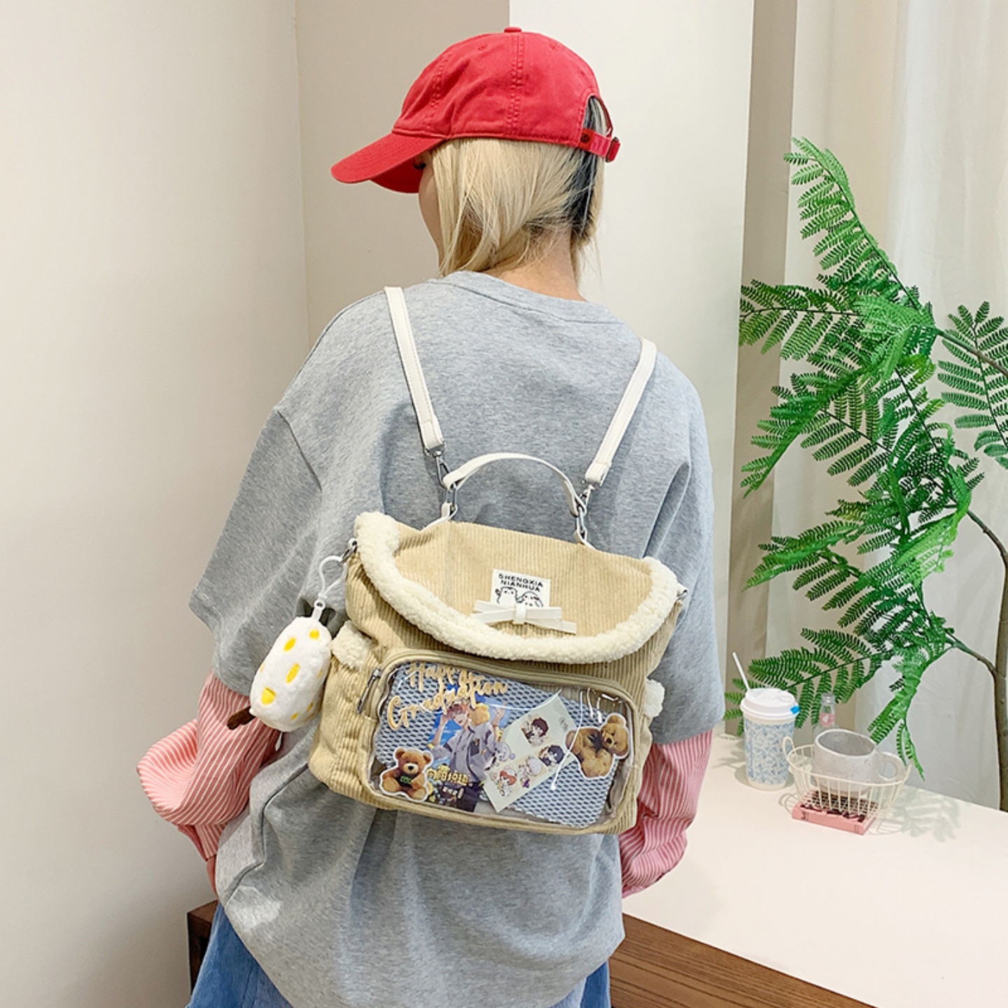 小众百搭可爱毛茸茸双肩包