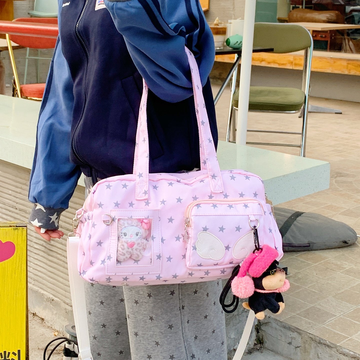 二次元轻亚比风韩系星星印花演唱会追星单肩斜跨娃包日常款痛包,箱包皮具/热销女包/男包,痛包,淘宝优惠券,粉丝福利购,淘宝优惠卷