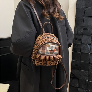 复古豹纹女士2025新款日常小背包高级感小众时尚洋气精致双肩背包