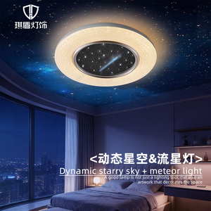 满天星卧室灯现代简约圆形高级感护眼儿童房主卧室智能动态星空灯