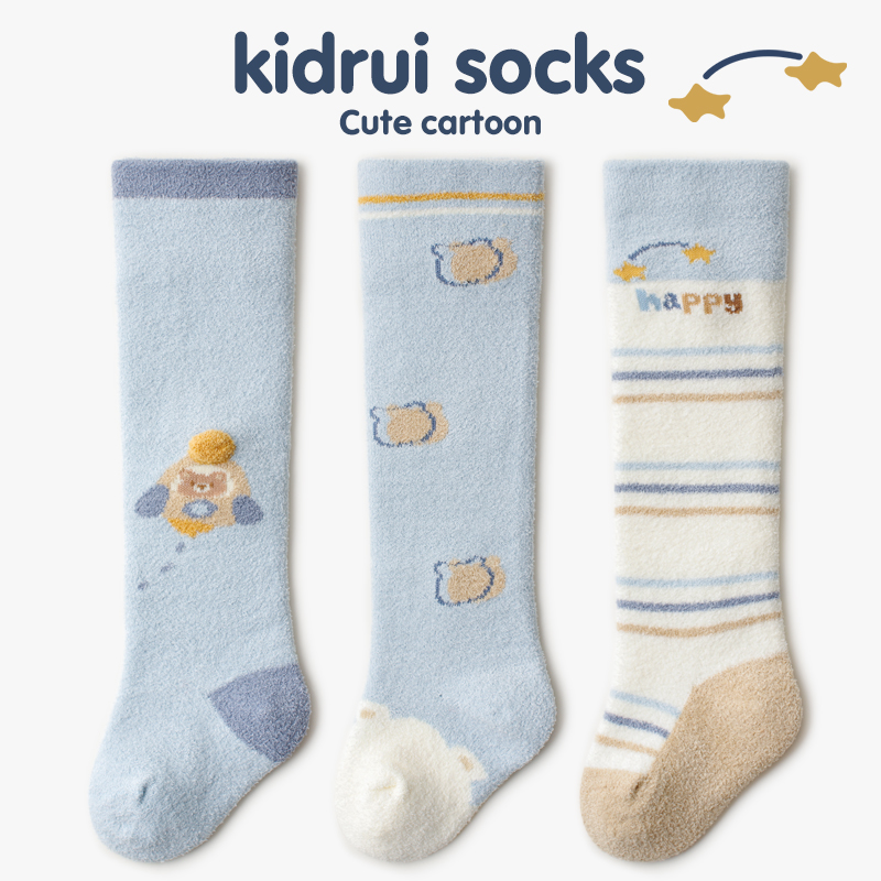 喜得瑞婴儿长筒袜冬季加厚护腿保暖松口卡通宝宝过膝袜新生儿长袜