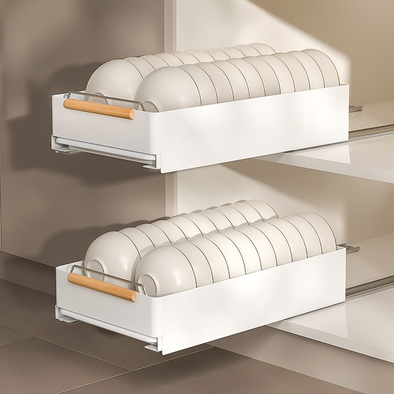 橱柜内抽拉式置物架碗碟沥水架不锈钢厨房用品深柜收纳抽屉拉篮,厨房/烹饪用具,厨房抽屉置物架,淘宝优惠券,粉丝福利购,淘宝优惠卷