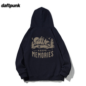 460g加绒复古山系风景连帽卫衣男宽松运动显瘦百搭套头情侣外套潮