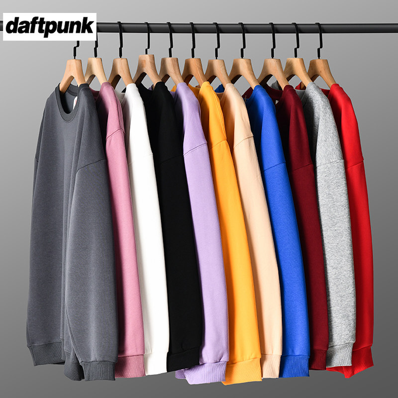 加绒加厚保暖圆领卫衣男女款潮牌宽松套头长袖外套简约情侣打底衫