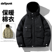 工装 棉衣女冬季 加绒加厚潮牌日系复古宽松休闲情侣外套连帽棉服男