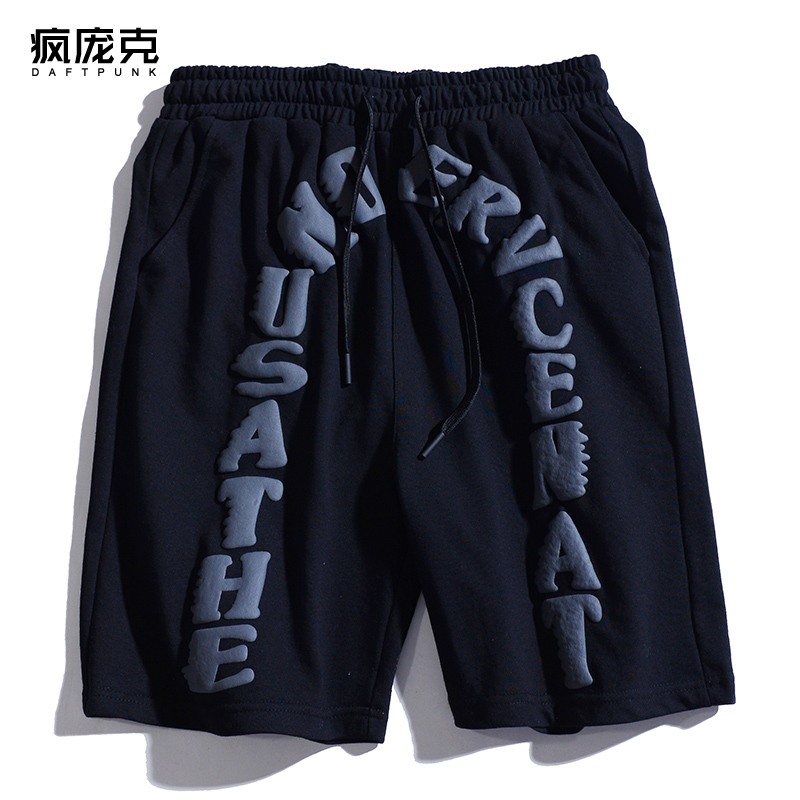 潮流嘻哈欧美字母印花运动短裤