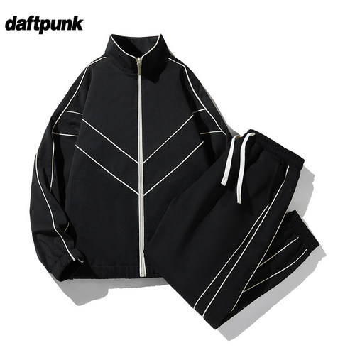 高级感痞帅休闲运动套装男宽松潮