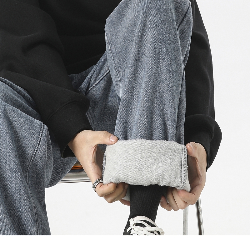 加绒加厚牛仔裤男冬季2025春季