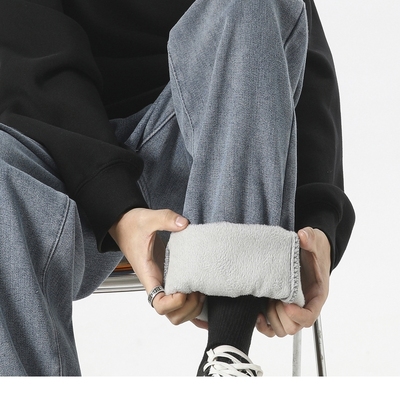 加绒加厚牛仔裤男冬季2025春季