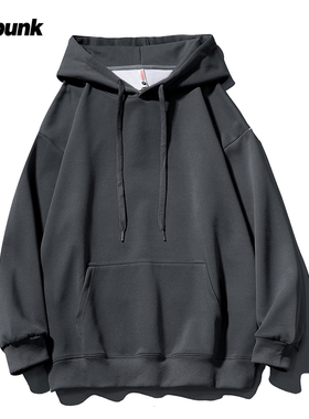 350g重磅卫衣男连帽秋冬季美式复古纯色休闲百搭上衣宽松潮流帽衫