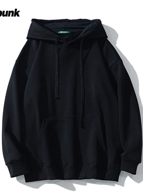 秋冬季460g重磅银狐绒基础多色美式宽松加绒连帽卫衣男女帽衫外套