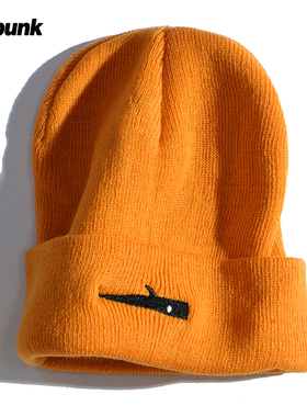 简约ins风飞鱼刺绣毛线帽子女春季街头嘻哈风针织帽韩版冷帽男潮