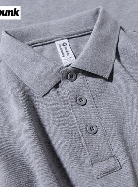 灰色240g重磅珠地棉短袖polo衫男夏季纯棉纯色宽松翻领半袖T恤衫