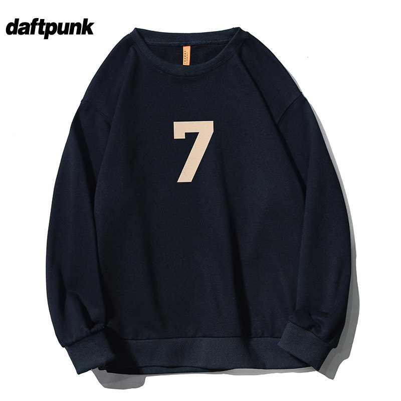 数字7植绒圆领卫衣高街美式嘻哈