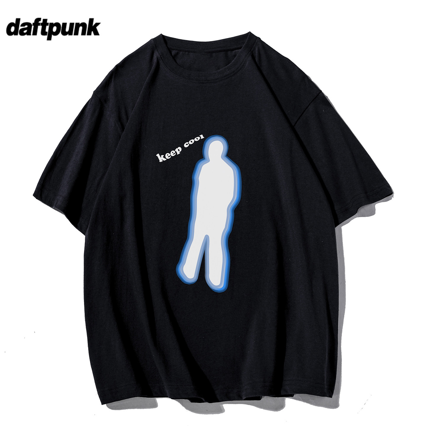 美式高街vibe创意人像街舞220g纯棉短袖T恤男女宽松韩版百搭上衣