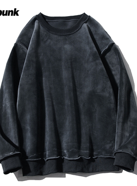 ulzzang金丝绒卫衣加绒男女ins潮橙色cec超火百搭宽松BF保暖外套