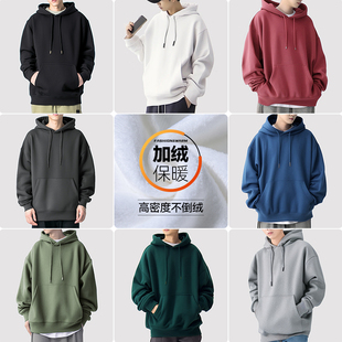 简约基础款重磅连帽卫衣男女冬季纯色