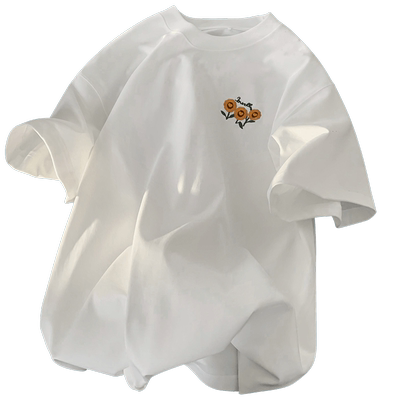 原创自制字母刺绣短袖情侣体恤