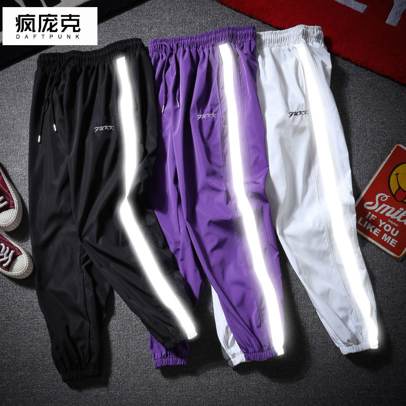 New fall hiphop lovers Easy Sports pants INS Hip hop Guochao men and women Reflective leisure time trousersin the Men's clothing, Casual pants  category - from Buy2taobao.com to provide professional Taobao agent buy service