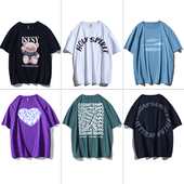 宽松休闲重磅半袖 t恤男女夏季 潮流 复古潮牌oversize纯棉短袖 美式