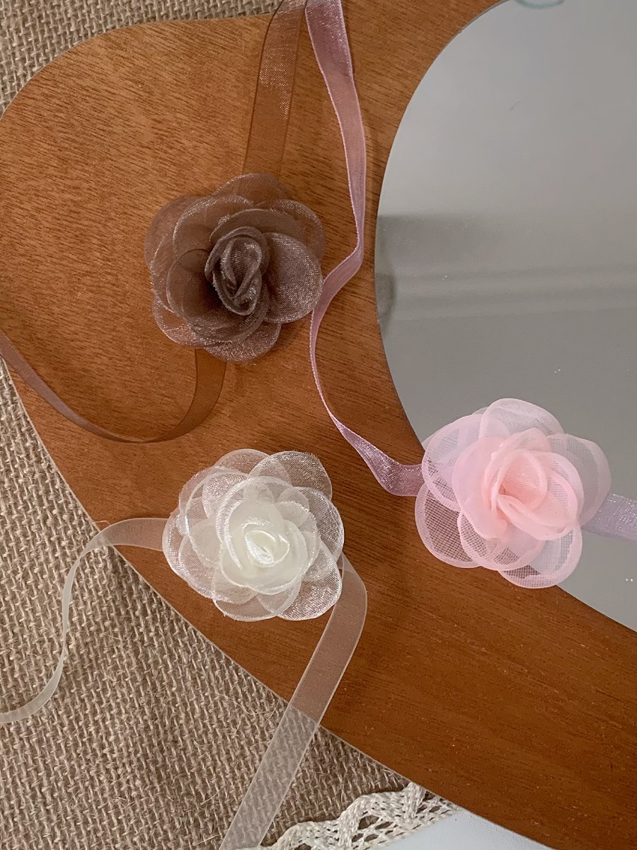 超仙气白色山茶花朵系脖项链choker颈带绑带小众锁骨链女脖子配饰