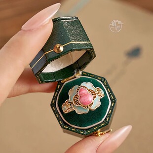 银匠[暮云归]宫廷风新中式999.9足银戒指描金珐琅彩葫芦轻奢指环