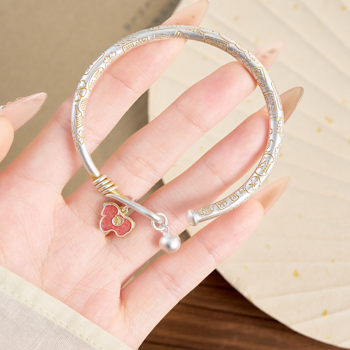 银匠 【马运】国风新中式足银999.9轻奢小众百搭实心手镯女