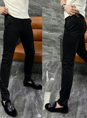 【现货】66613男士春季裤子商务男士休闲裤百搭弹力修身小脚西裤