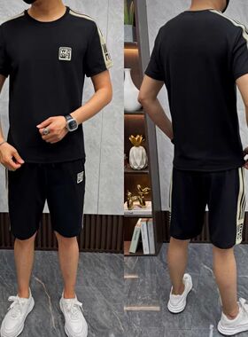 【现货】23016夏季休闲运动套装男士短裤短袖t恤两件套运动套装