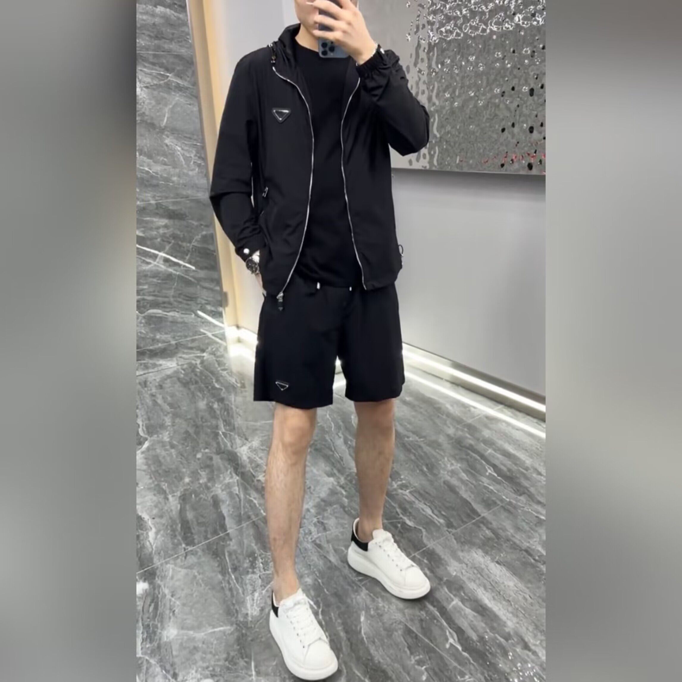 （现货）男士夏季薄款速干休闲套装时尚潮流透气运动时尚两件套