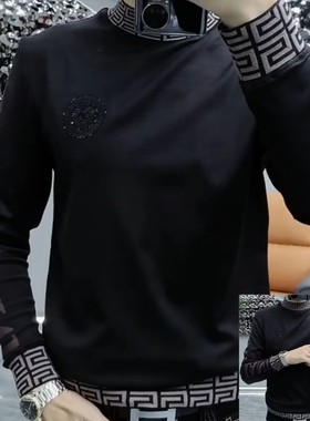 【现货】3933男士春季打底衫欧货潮流小衫半高领丝光棉秋装长袖