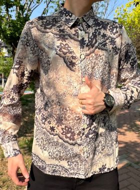 【现货】25148 夏季新款男士衬衫薄潮流时尚镂空日常百搭休闲舒适