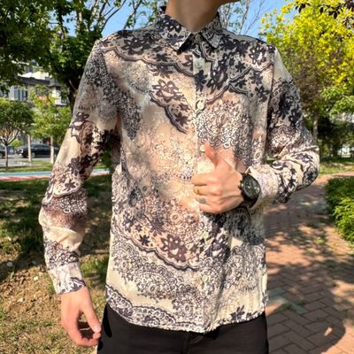 【现货】25148 夏季新款男士衬衫薄潮流时尚镂空日常百搭休闲舒适