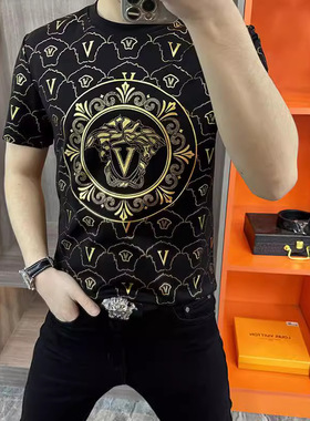 【现货】6230时尚欧货男士夏季短袖圆领T恤休闲百搭舒适弹力