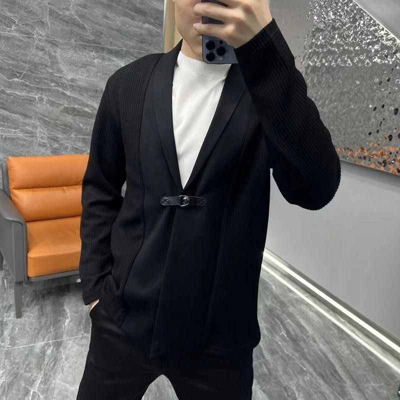 【现货】D99男士春秋季新款时尚百搭休闲针织外套男装长袖潮流