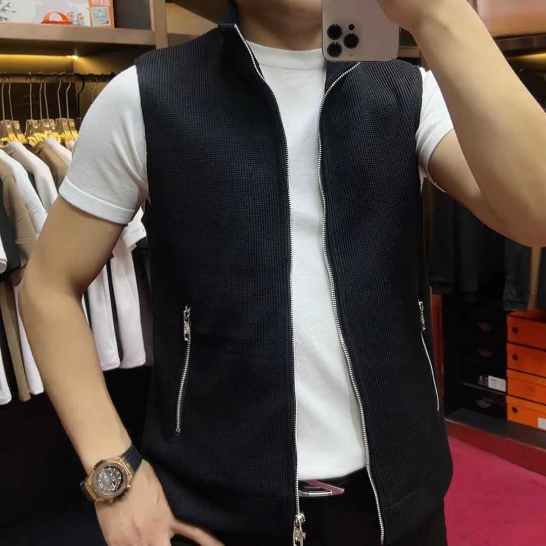 春秋季针织时尚潮流舒适立领马甲