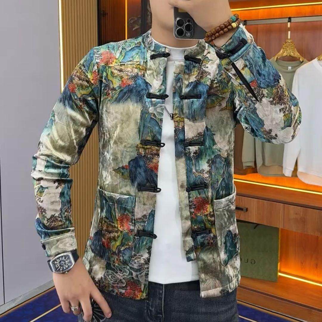 【现货】020春季新款唐装男外套时尚潮流帅气休闲百搭新中式长袖