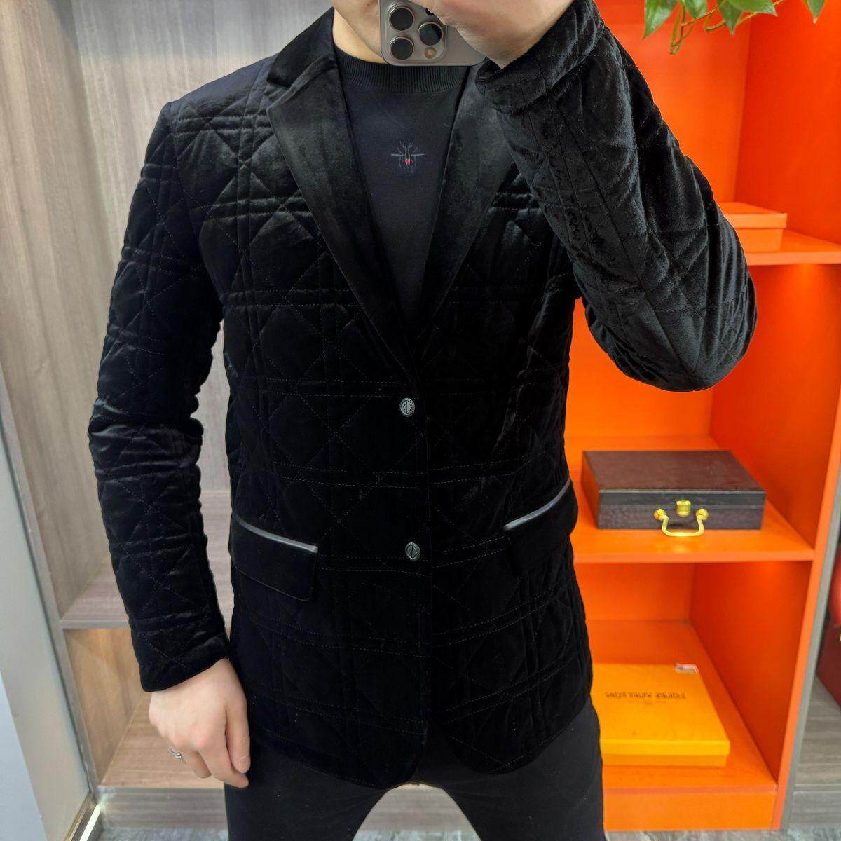 【现货】1895春季男士西服薄棉服商务休闲个性金丝绒欧货长袖外套