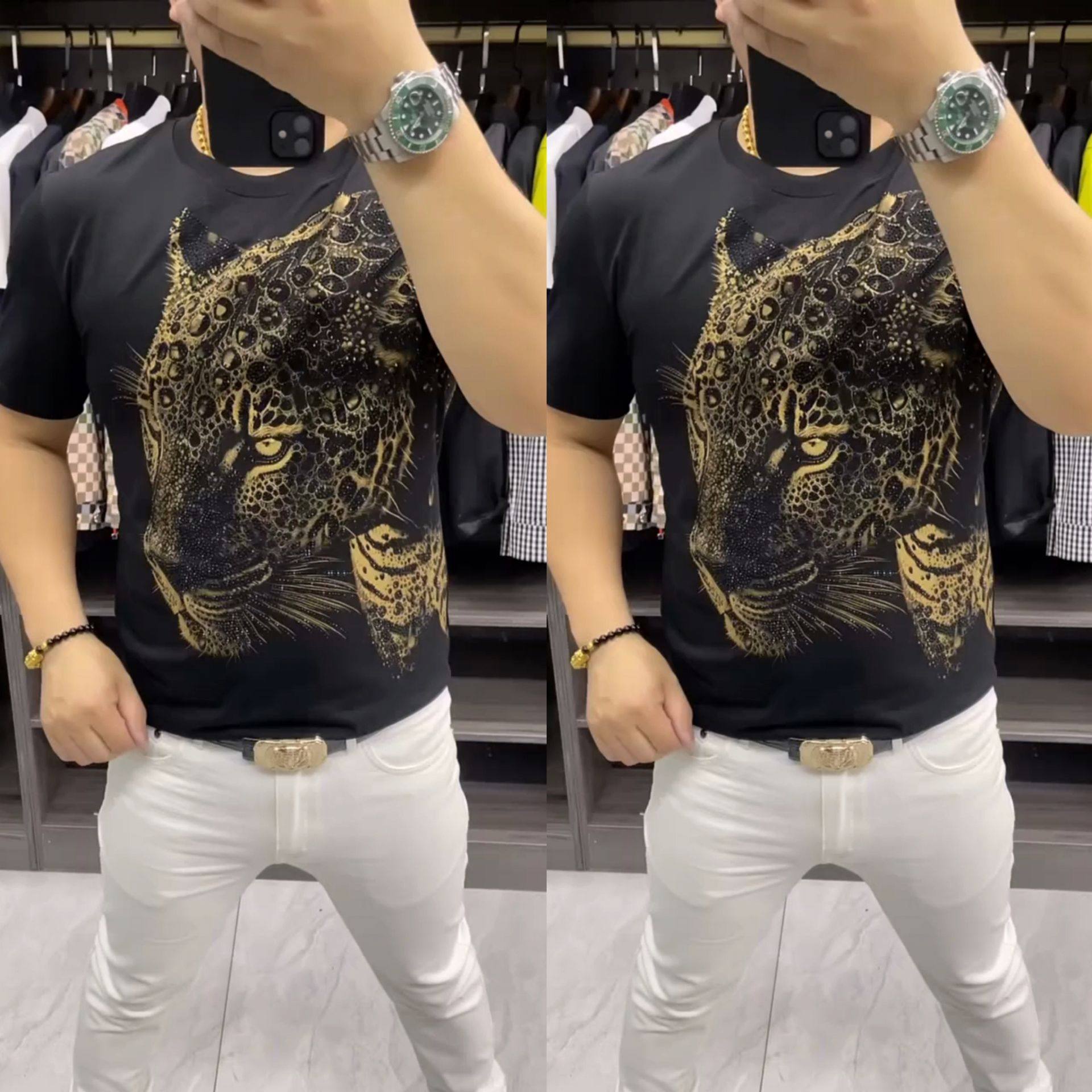 【现货】68092男士欧货夏季新款潮流半袖个性印花薄款时尚帅气T恤