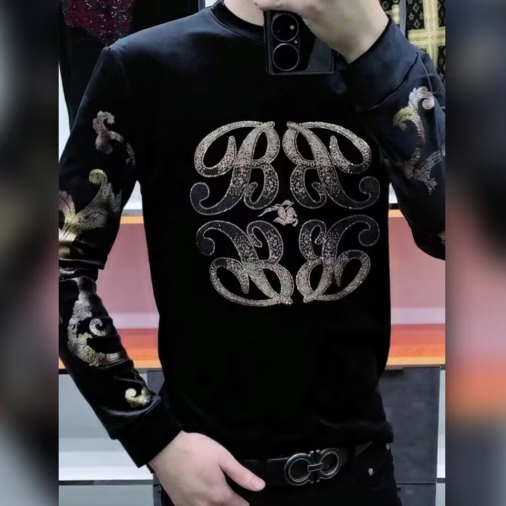 男士金丝绒打底衫T恤潮流修身