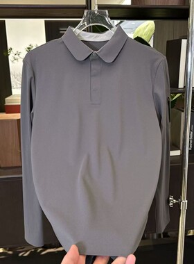 【现货】YF23秋冬新款男士商务休闲POLO长袖T恤纯色翻领打底衫