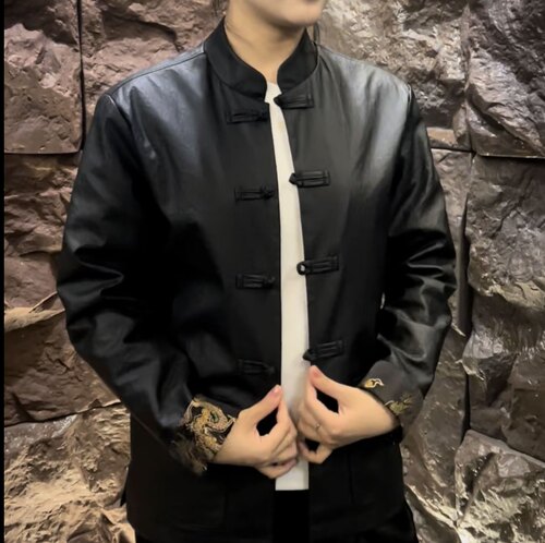 【现货】D-061男士上衣长袖休闲立领通用春季潮流时尚常规款唐装