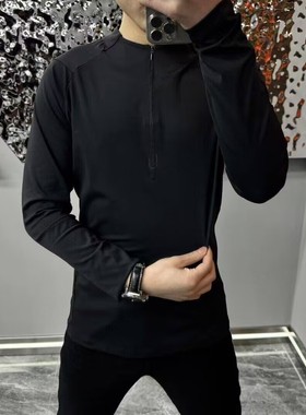 68096春秋款男士百搭休闲长袖拉链气质户外修身上衣舒适帅气潮