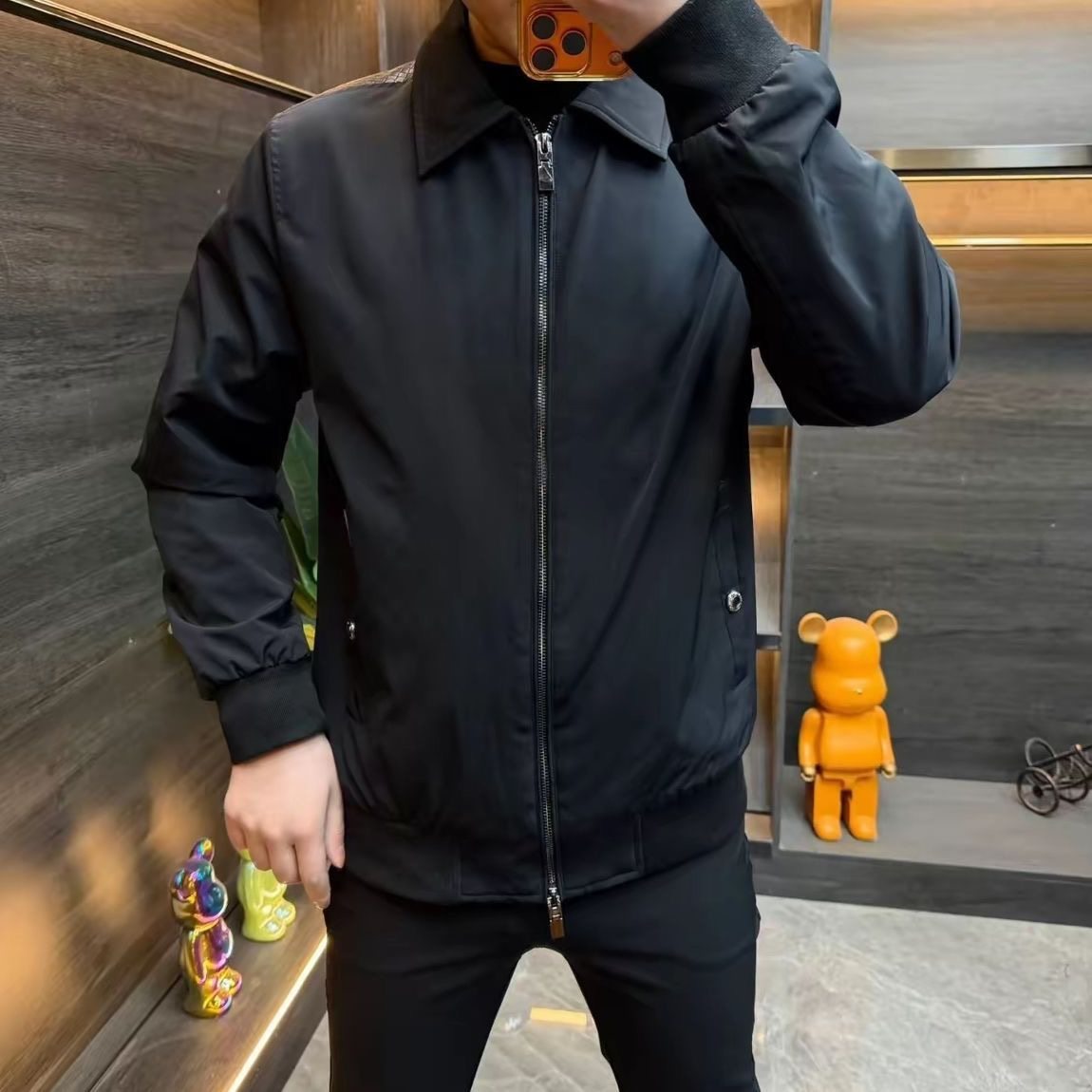 【现货】1963休闲百搭春季翻领夹克修身男士商务时尚潮流新款外套,男装,棒球夹克,淘宝优惠券,粉丝福利购,淘宝优惠卷