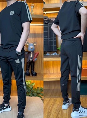 【现货】23016夏季休闲运动套装男士短裤短袖t恤两件套运动套装