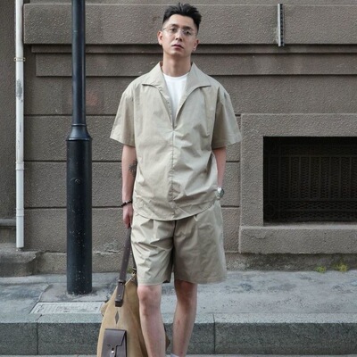 轻奢老钱风男士夏季休闲运动套装