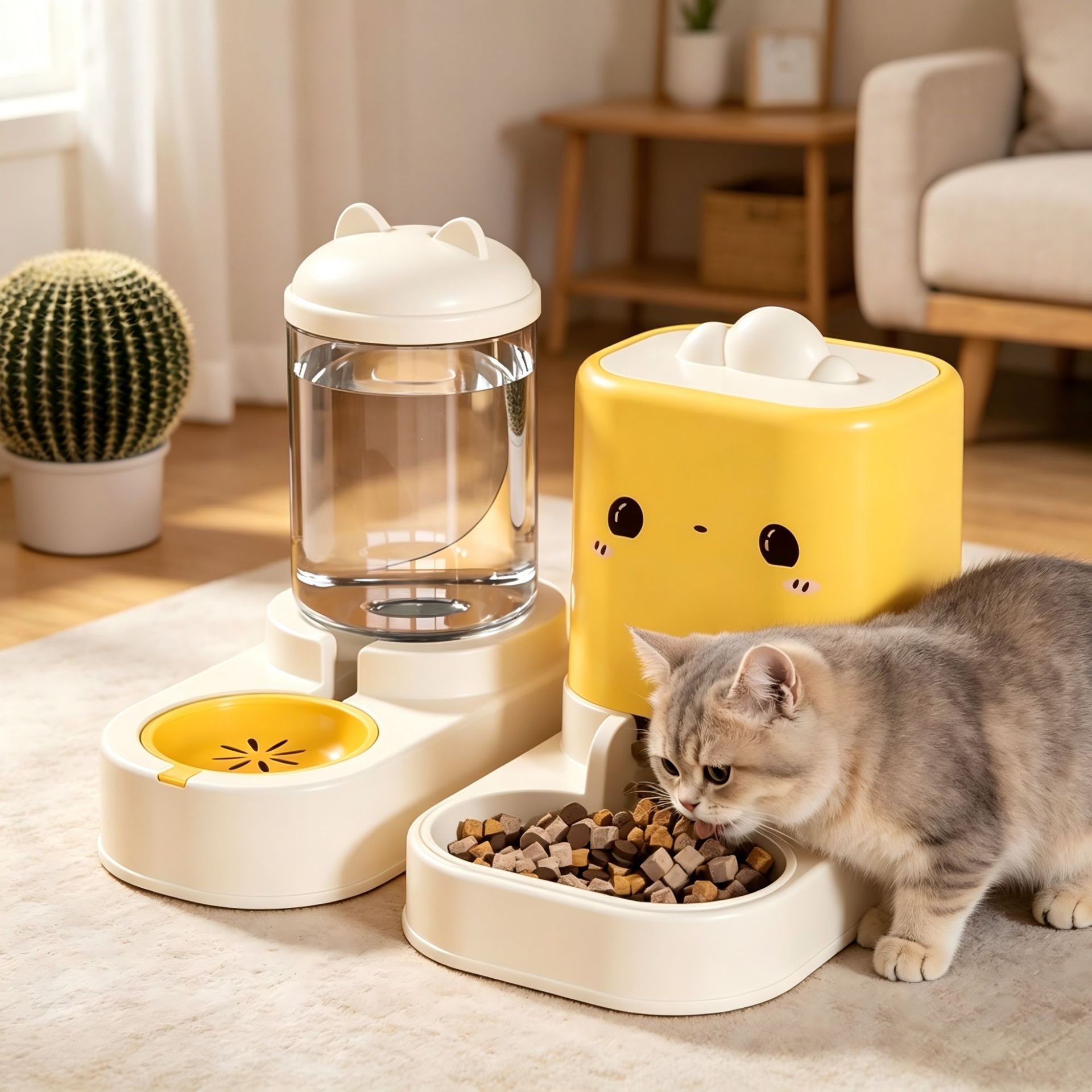 新款猫咪饮水机喂食喂水碗狗狗喝水器流动猫粮自动喂食器