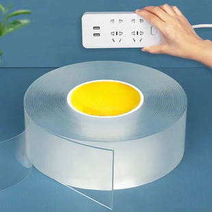 粘纳米双面胶万固定能贴高粘度水洗无痕强力魔力固定排插透明胶带